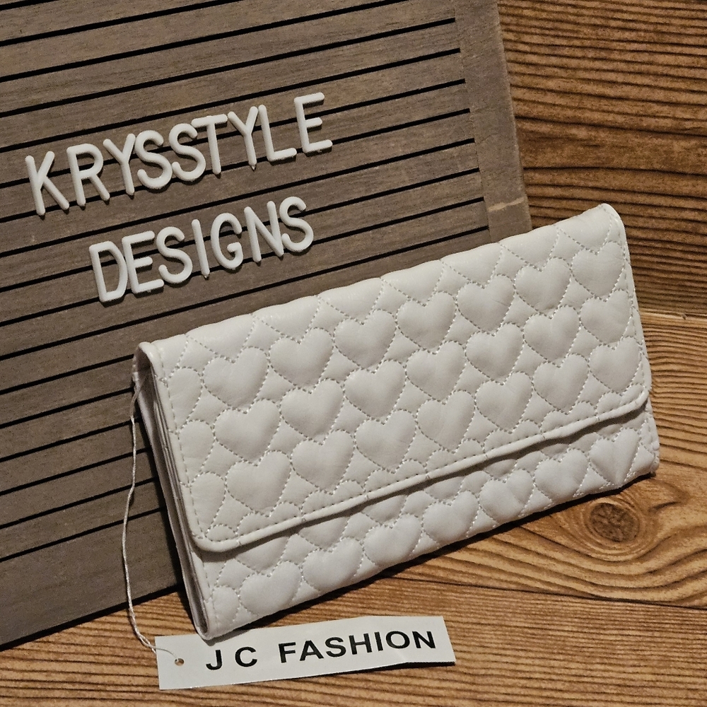 JC Fashion White Heart Wallet